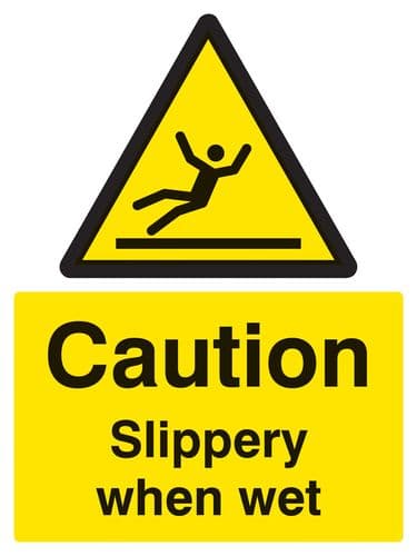 14229E Caution Slippery when wet Rigid Plastic (200x150mm) Safety Sign