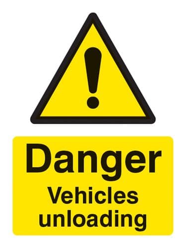 14244K Danger vehicles unloading Rigid Plastic (400x300mm) Safety Sign