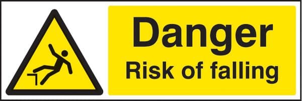 14494G Danger risk of falling Rigid Plastic (300x100mm) Safety Sign