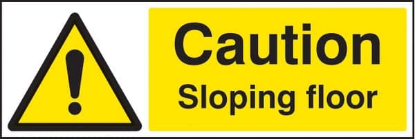 14521G Caution sloping floor Rigid Plastic (300x100mm) Safety Sign