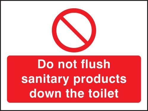 15229A Do not flush sanitary products in toilet Rigid Plastic (100x75mm) Safety Sign