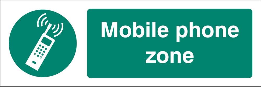 15459G Mobile phone zone Rigid Plastic 300x100mm Safety Sign