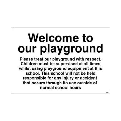 15478K Welcome to our playground notice sign - Rigid Plastic (400x300mm)