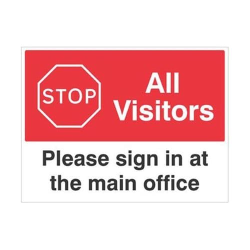 15482Q Stop All visitors Please sign in at the main office sign - Rigid Plastic (600x450mm)