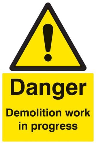 16403P Danger demolition work in progress Rigid Plastic (600x400mm) Safety Sign