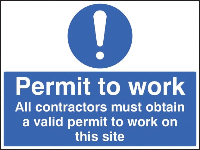 Work Permit Box Sign 16411K Permit to work all contractors must obtain a permit Rigid ...