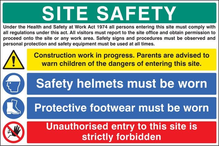 16413W Site safety - H&S act Rigid Plastic 900x600mm Safety Sign