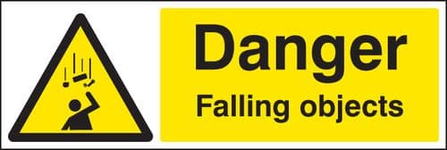 16456M Danger falling objects Rigid Plastic (600x200mm) Safety Sign
