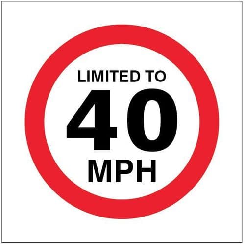21818F Limited to 40mph Safety Sign