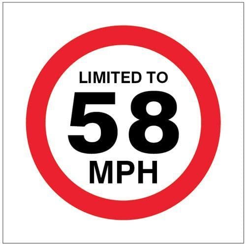 21822F Limited to 58mph Safety Sign