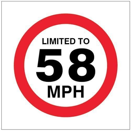 21822U Limited to 58mph Safety Sign