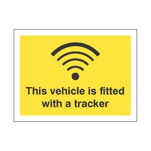 21826E This vehicle is fitted with a tracker sign - Self Adhesive Vinyl (200x150mm)