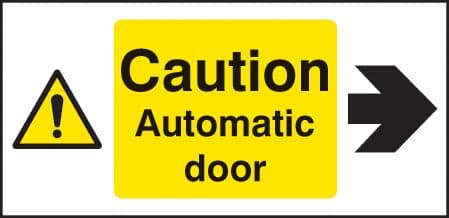 24131X Caution automatic door right Self Adhesive Vinyl (200x100mm) Safety Sign