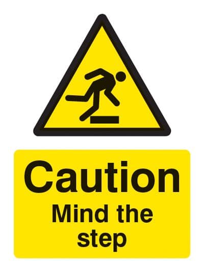 24209K Caution mind the step Self Adhesive Vinyl (400x300mm) Safety Sign