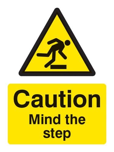 24209K Caution mind the step Self Adhesive Vinyl (400x300mm) Safety Sign