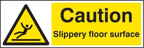 24213M Caution slippery floor surface Self Adhesive Vinyl (600x200mm) Safety Sign