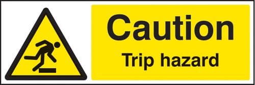 24214G Caution trip hazard Self Adhesive Vinyl (300x100mm) Safety Sign