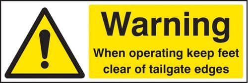24254G Warning when operating keep feet clear of tailgate edges Self Adhesive Vinyl (300x100mm)