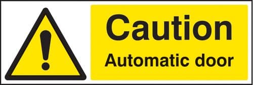 24255G Caution automatic door Self Adhesive Vinyl (300x100mm) Safety Sign