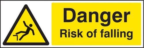 24494M Danger risk of falling Self Adhesive Vinyl (600x200mm) Safety Sign