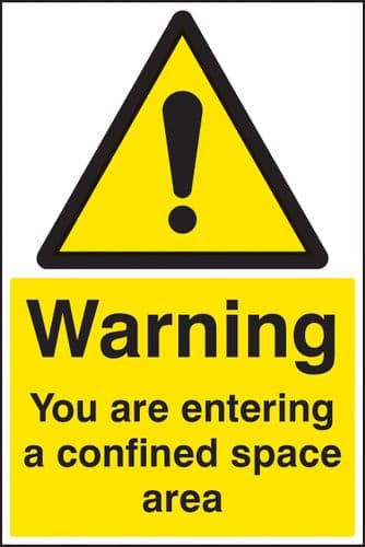 24498P Warning you are entering a confined space area Self Adhesive Vinyl (600x400mm) Safety Sign