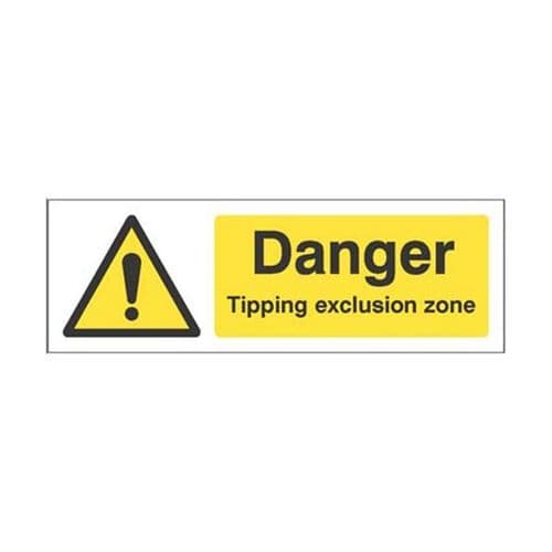 24518M Danger Tipping exclusion zone sign - Self Adhesive Vinyl (600x200mm)