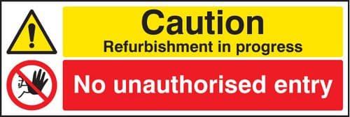 26429M Caution refurbishment in progress no unauthorised entry Self Adhesive Vinyl (600x200mm)