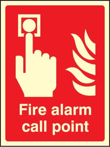31011K Fire alarm call point Photoluminescent Rigid (400x300mm) Safety Sign