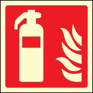 31018C Fire extinguisher symbol Photoluminescent Rigid (150x150mm) Safety Sign