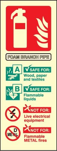31219S Foam branchpipe identification Photoluminescent Rigid (75x200mm) Safety Sign
