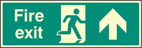 32007G Fire exit - straight on Photoluminescent Rigid (300x100mm) Safety Sign