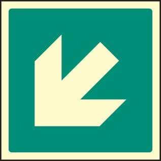 32035U Arrow - 45 deg Photoluminescent Rigid (100x100mm) Safety Sign