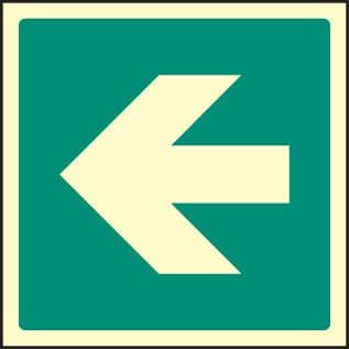 32038C Arrow - 180 deg Photoluminescent Rigid (150x150mm) Safety Sign