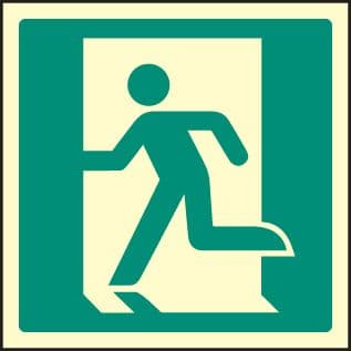 32039C Running man - left Photoluminescent Rigid (150x150mm) Safety Sign