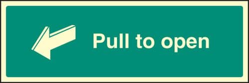 32048L Pull to open Photoluminescent Rigid (450x150mm) Safety Sign