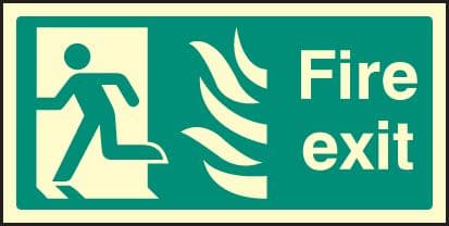 32081V Fire exit left HTM Photoluminescent Rigid (300x150mm) Safety Sign