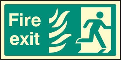 32082V Fire exit photo HTM (right) Photoluminescent Rigid (300x150mm) Safety Sign