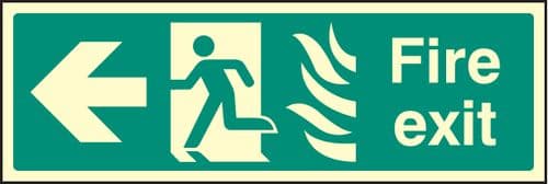 32083M Fire exit photo HTM (left) Photoluminescent Rigid (600x200mm) Safety Sign