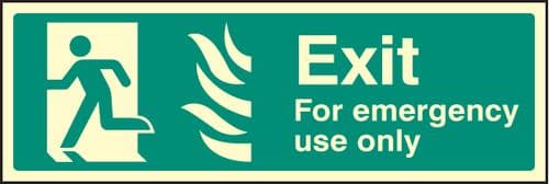 32107L Fire exit - emergency use HTM Photoluminescent Rigid (450x150mm) Safety Sign