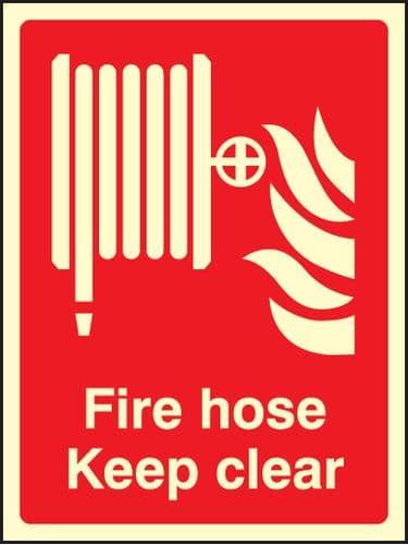 41007E Fire hose keep clear Photoluminescent S/A Vinyl (200x150mm) Safety Sign