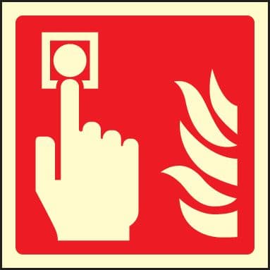 41017U Fire alarm call point symbol Photoluminescent S/A Vinyl (100x100mm) Safety Sign