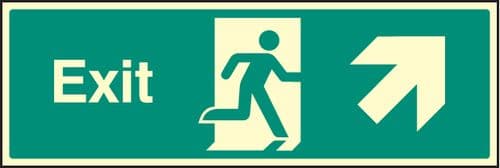 42010L Exit - up and right Photoluminescent S/A Vinyl (450x150mm) Safety Sign