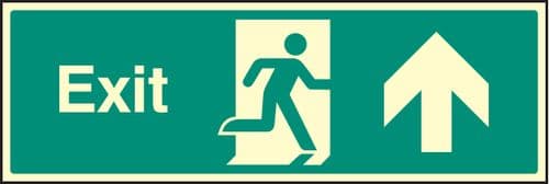 42015M Exit - straight on Photoluminescent S/A Vinyl (600x200mm) Safety Sign