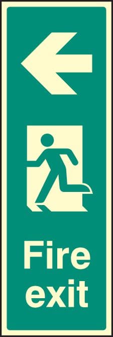 42053G Fire exit left portrait Photoluminescent S/A Vinyl 300x100mm ...