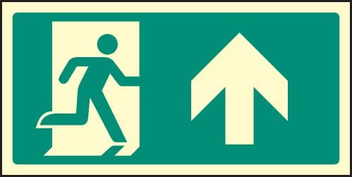 42150V Arrow ahead intermediate marker Photoluminescent S/A Vinyl (300x150mm) Safety Sign