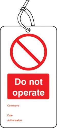 53422 Do not operate double sided safety tags (pack of 10)  (80x150mm) Safety Sign
