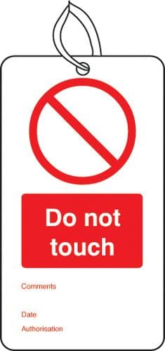 53424 Do not touch double sided safety tags (pack of 10) (80x150mm) Safety Sign