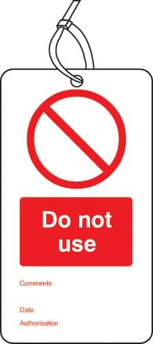 53434 Do not use double sided safety tags (pack of 10) (80x150mm) Safety Sign