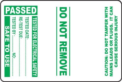 54042 100 PAT Test Cable Wrap Labels - Passed 75x50mm  (75x50mm) Safety Sign