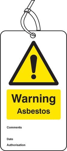 55059 Warning asbestos double sided safety tags (pack of 10) (80x150mm) Safety Sign